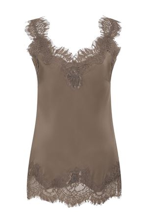 Taupe silk lace trim tank top GOLD HAWK | GH721TAUPE